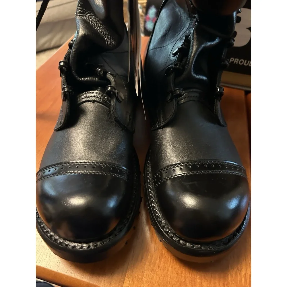 Corcoran Boots Mens 9C Black Cap Toe Field Combat Paratrooper Military Punk NOS